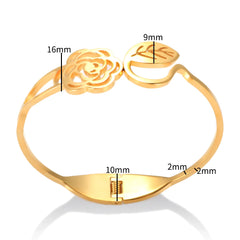 Hollow Rose Flower Opening Bangle Engraved Leaf Shape Bracelet Jewelry - Guangzhou Mingshixuan Jewellery CO.,Ltd