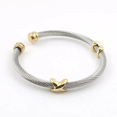 Ladies Bangles Cross Charming Stripe Wire Cable Bangle - Guangzhou Mingshixuan Jewellery CO.,Ltd