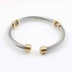 Ladies Bangles Cross Charming Stripe Wire Cable Bangle - Guangzhou Mingshixuan Jewellery CO.,Ltd