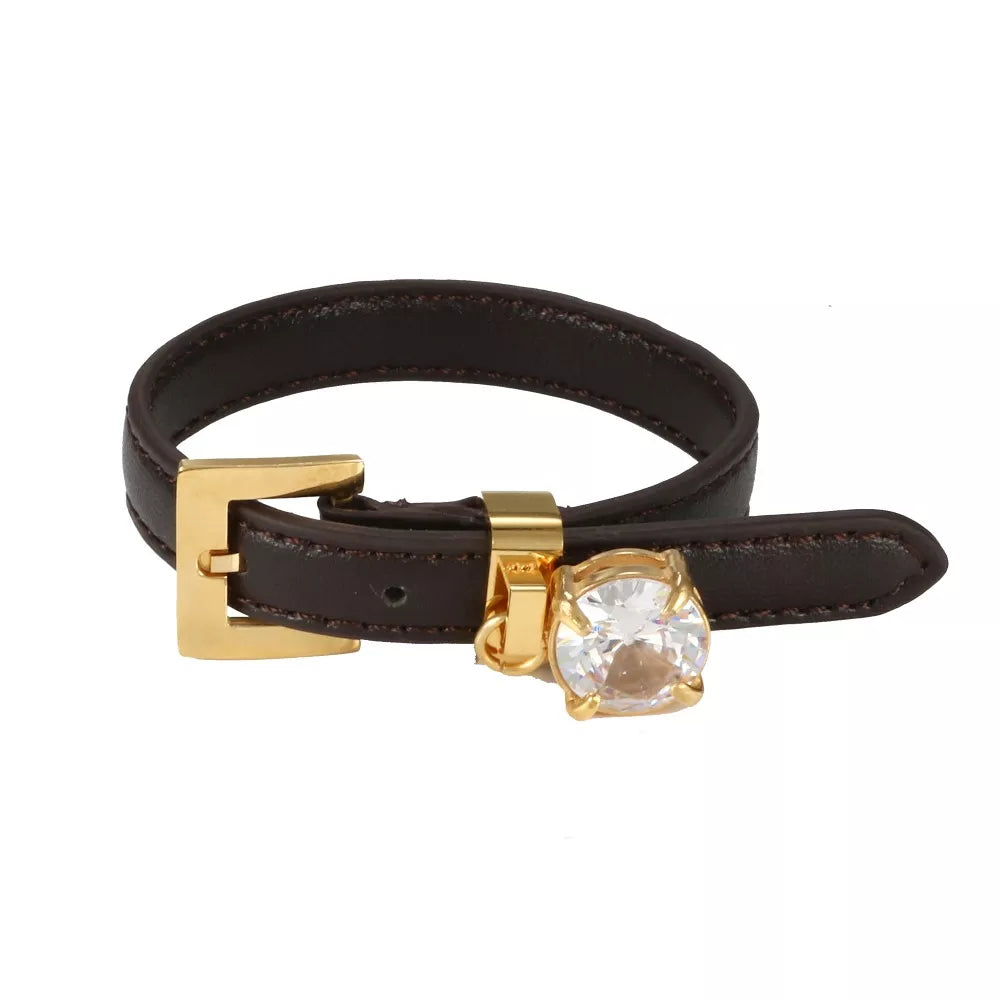 Leather Bangle Bracelet CZ Adjustable Bracelet Watch Belt Wristband Luxury Jewellery Gift - Guangzhou Mingshixuan Jewellery CO.,Ltd