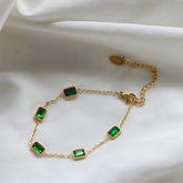 Luxury Green Cubic Zirconia Bracelet Square Zircon Crystal Bracelet Jewelry