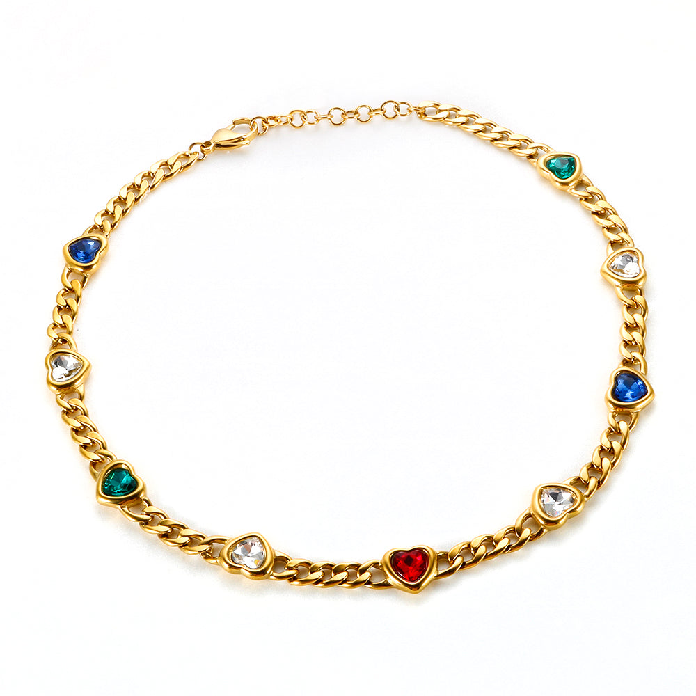 Cubic Zirconia Colorful Love Heart Pendant Necklace - Guangzhou Mingshixuan Jewellery CO.,Ltd