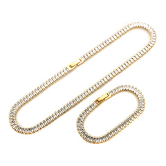 Colorful Zircon Jewelry Set Square CZ Choker Necklace - Guangzhou Mingshixuan Jewellery CO.,Ltd