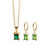 Cubic Zirconia Pendant Necklace Square Zircon Hoop Earrings - Guangzhou Mingshixuan Jewellery CO.,Ltd