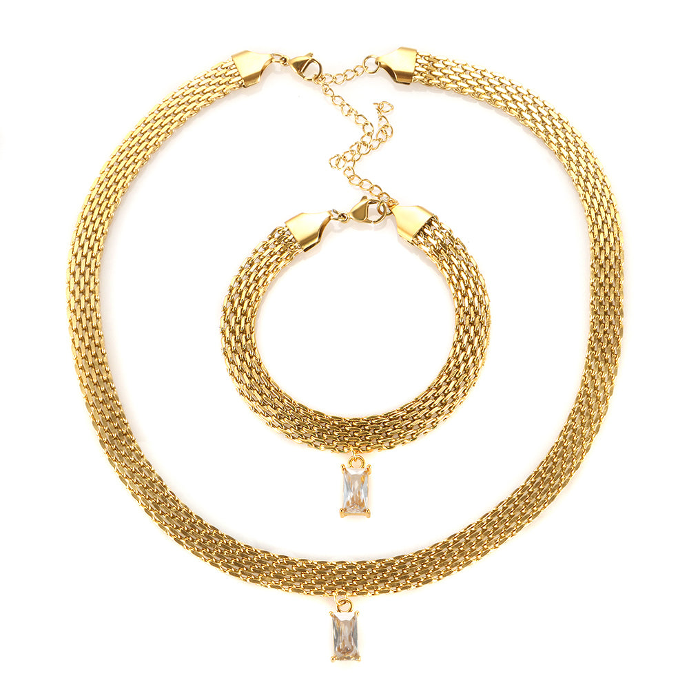 Colorful Rectangle Zircon Choker Necklace - Guangzhou Mingshixuan Jewellery CO.,Ltd