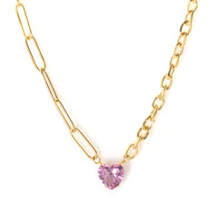 Pink Color Heart Zircon Pendant Necklace - Guangzhou Mingshixuan Jewellery CO.,Ltd