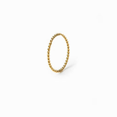 Thin Rope Twist Chain Ring - Gold