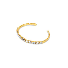 Stone CZ Baguette Cut Bangle - Gold