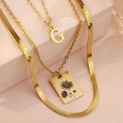 3 in 1 Custom Name Letter Wild Flower Necklace Set