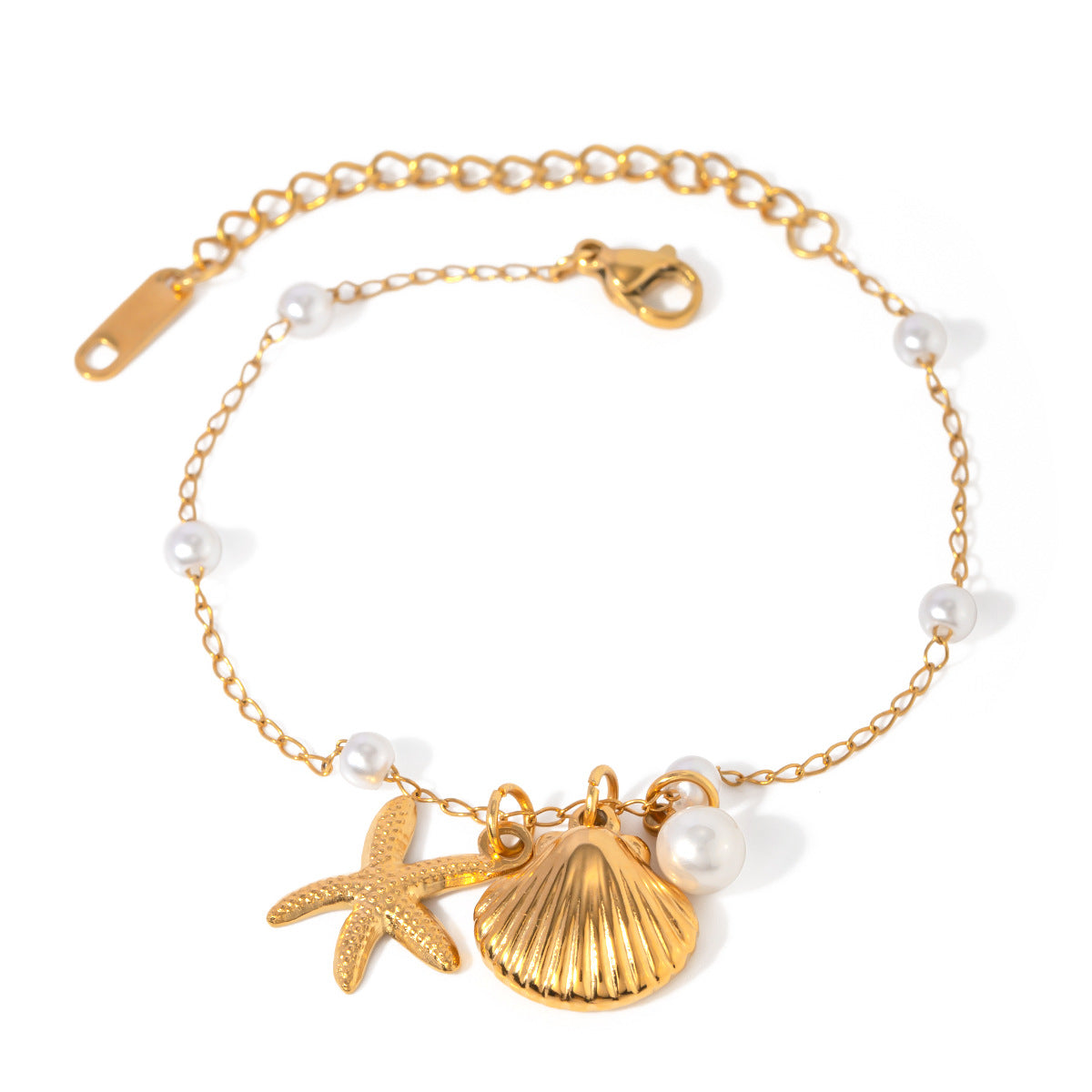 Fashion Jewelry 18K Gold Plated Pearl Bracelet Shell Starfish Necklace - Guangzhou Mingshixuan Jewellery CO.,Ltd
