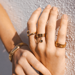 Flower Lock Charm Ring - Gold