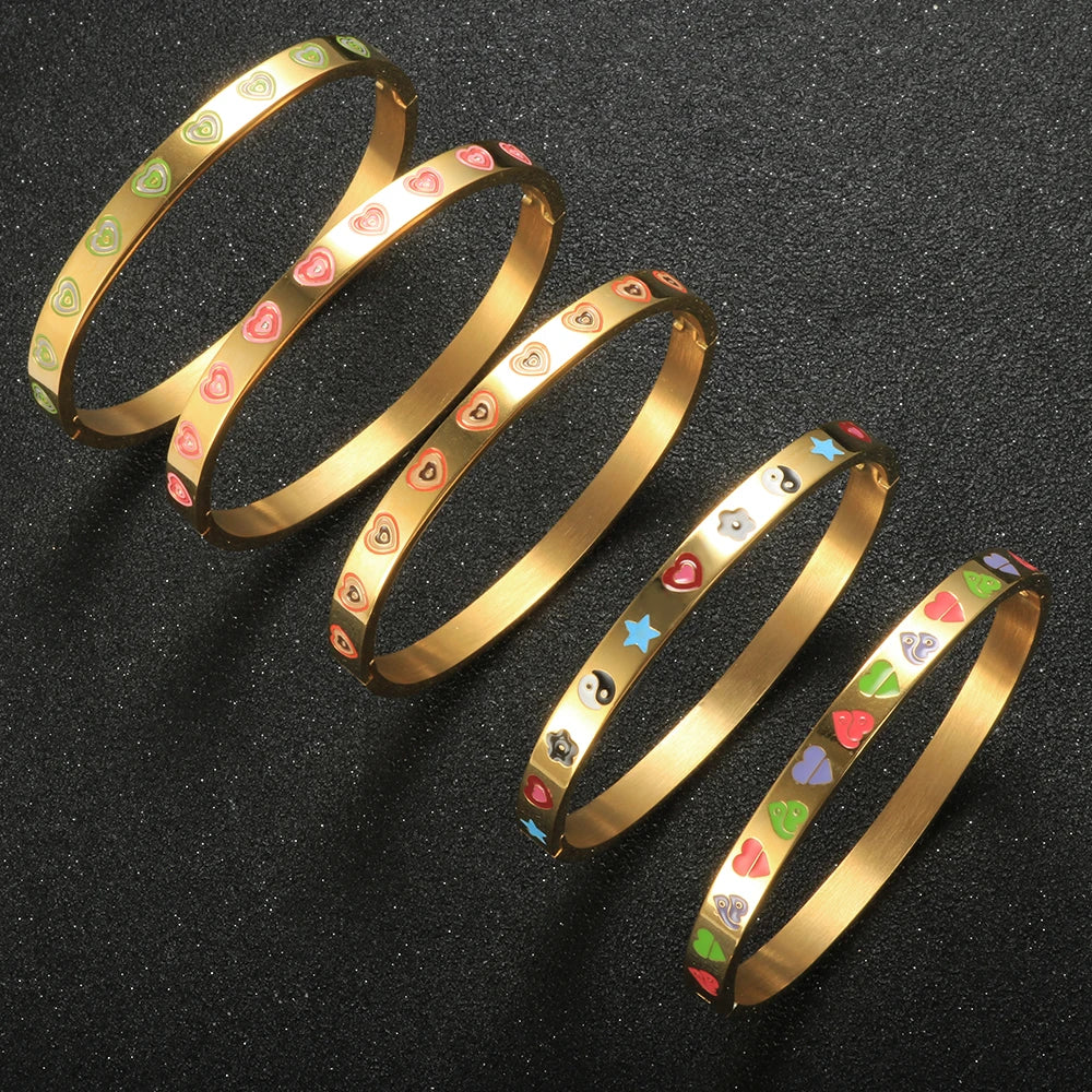 Multi Color Oil Dripping Bracelet Bangle Love Ring Heart Jewelry - Guangzhou Mingshixuan Jewellery CO.,Ltd