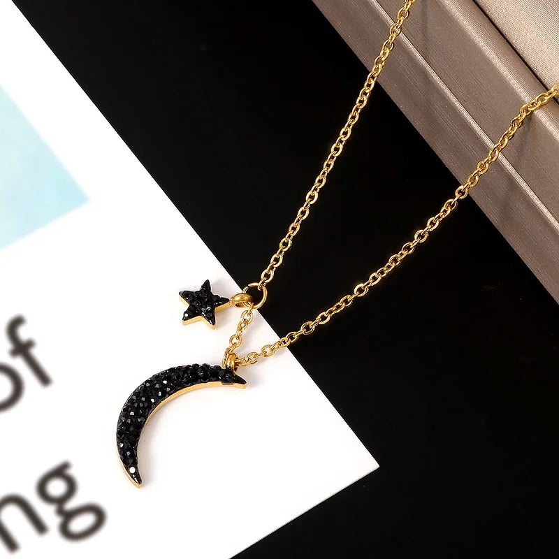 Black Moon Pendant Necklace Small Star Charm Pendant - Guangzhou Mingshixuan Jewellery CO.,Ltd