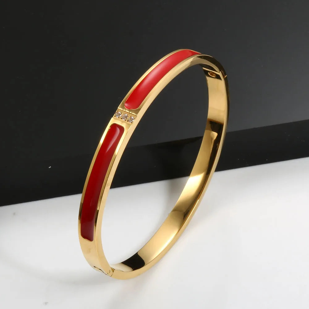 Enamel Bangle Bracelet CZ Crystal Colorful Bangle Bracelet Jewelry Gift - Guangzhou Mingshixuan Jewellery CO.,Ltd