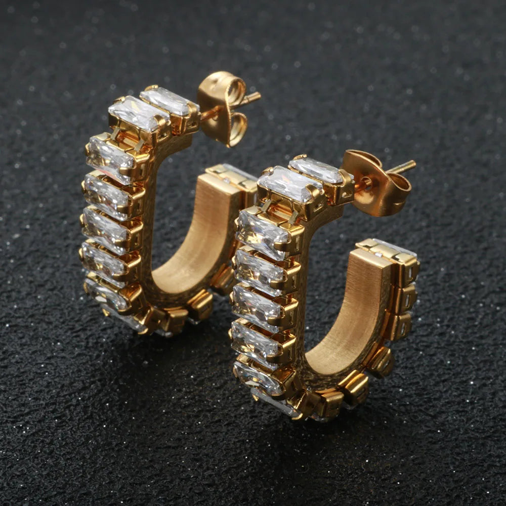 Personality Luxury U Shape Crystal Stud Earrings Ear Jewelry Gift - Guangzhou Mingshixuan Jewellery CO.,Ltd