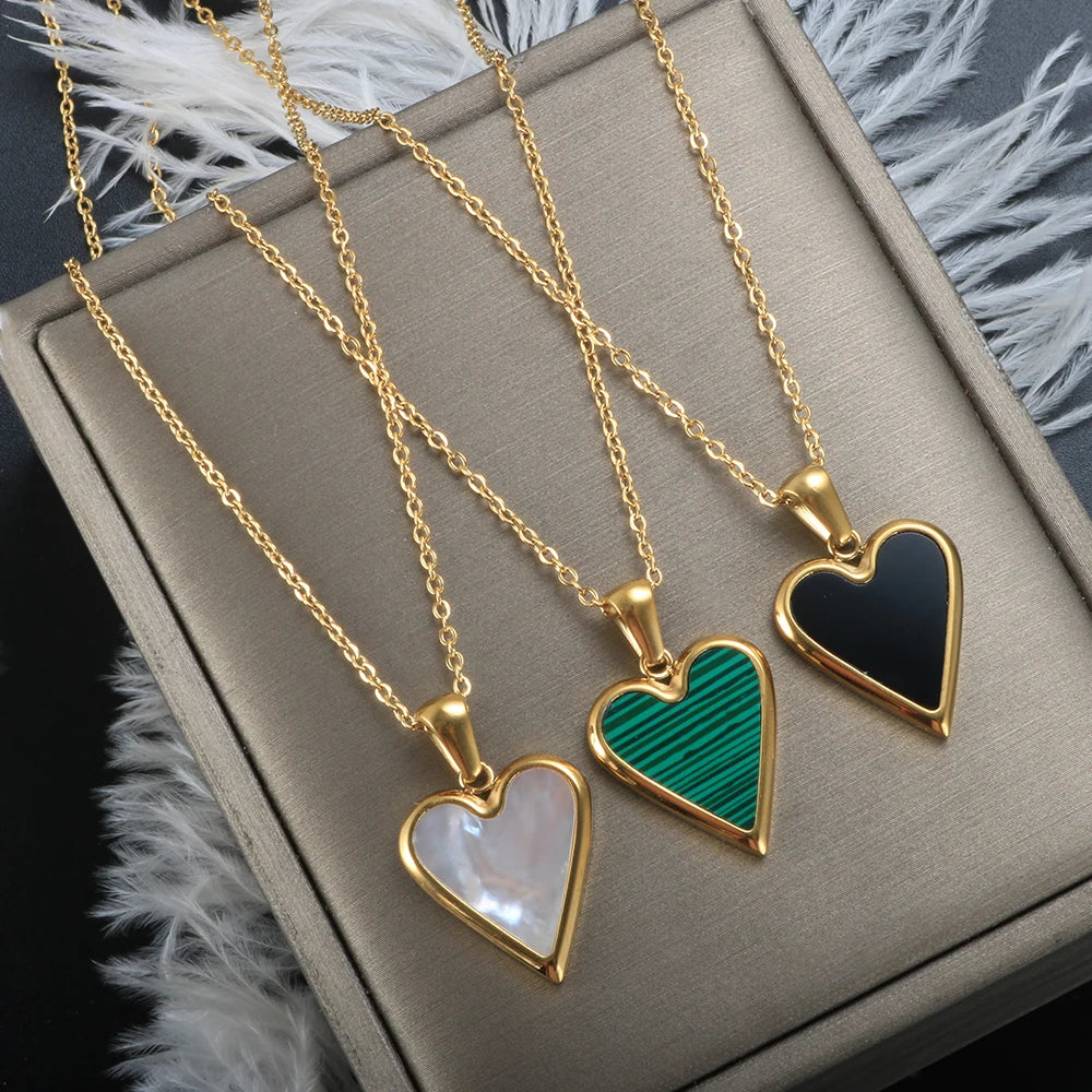 Love Heart Necklace Gold Chain Choker Necklace Shell Pendant Jewelry - Guangzhou Mingshixuan Jewellery CO.,Ltd