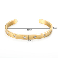 Colorful Crystal Open Cuff Bangles Gold-plated Stainless Steel Bracelet