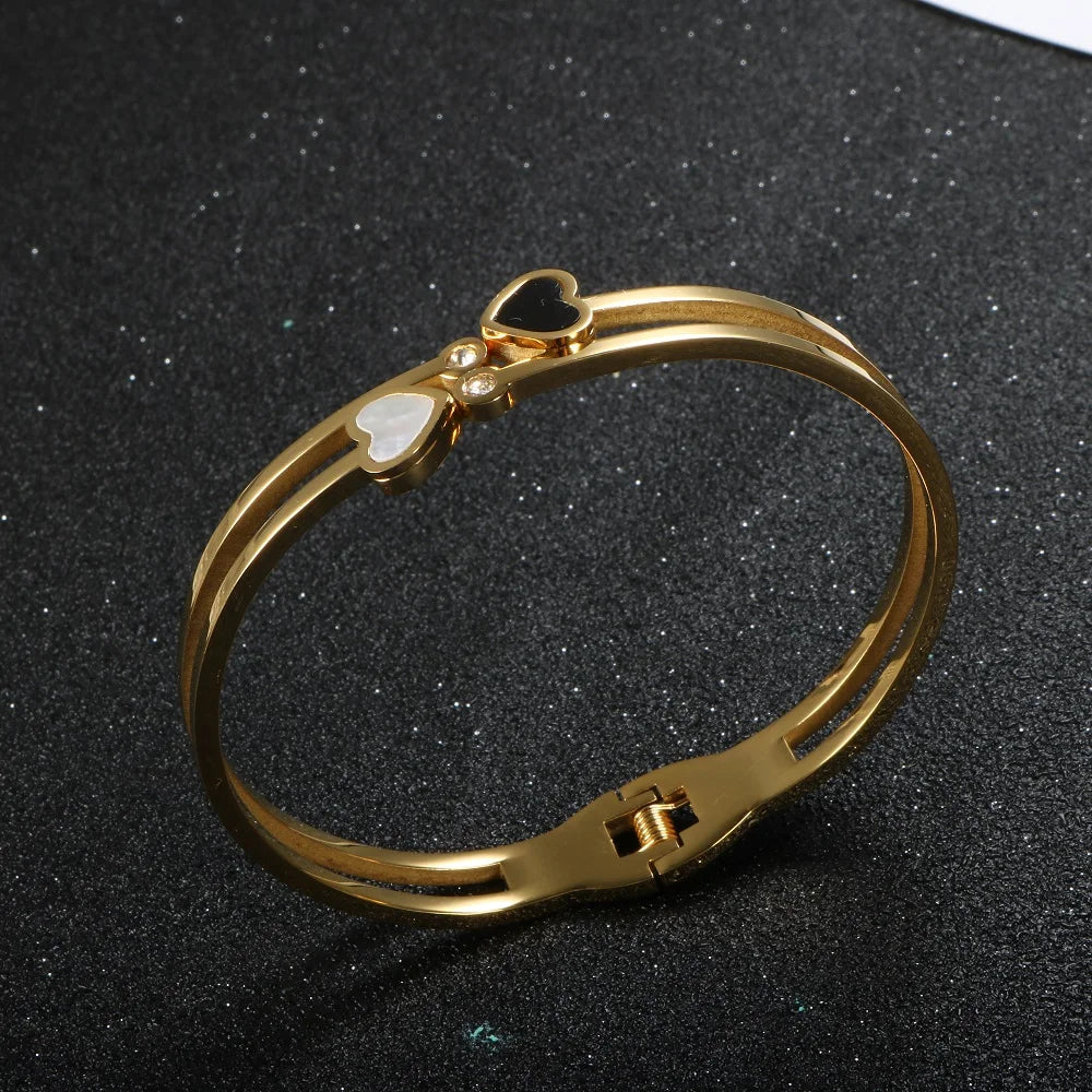 Trendy Lover Heart Crystal Hollow Bangles - Guangzhou Mingshixuan Jewellery CO.,Ltd