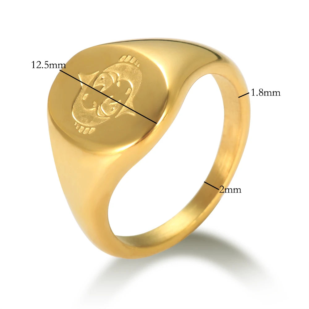 12 Zodiac Rings Aries Taurus Gemini Cancer Virgo Libra Customized Engraved Signet Rings - Guangzhou Mingshixuan Jewellery CO.,Ltd