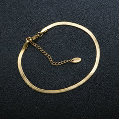 Simple Flat Snake Chain Anklets Gold Plated Stainless Steel Beach Foot Jewelry - Guangzhou Mingshixuan Jewellery CO.,Ltd