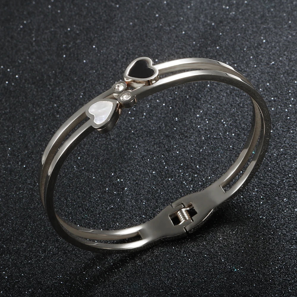 Trendy Lover Heart Crystal Hollow Bangles - Guangzhou Mingshixuan Jewellery CO.,Ltd