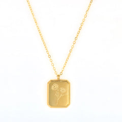 Stainless Steel Gold Plated Multi Flower Square Charm Pendant Necklace Necklace Jewelry Gift