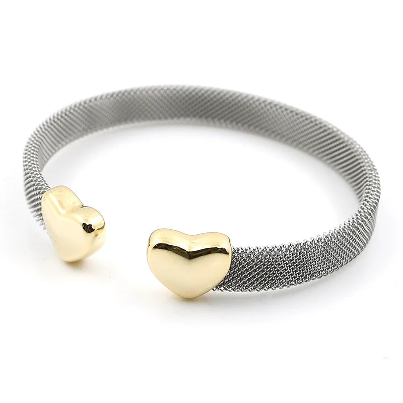 Heart Cuff Bracelets Bangles Mesh Fashion Jewelry - Guangzhou Mingshixuan Jewellery CO.,Ltd