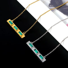 Luxury Necklaces Stainless Steel Square CZ Necklace Jewelry Gift - Guangzhou Mingshixuan Jewellery CO.,Ltd