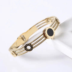 Roman Numerals Bangles Vintage Round Black & Hollow Bangle Jewelry