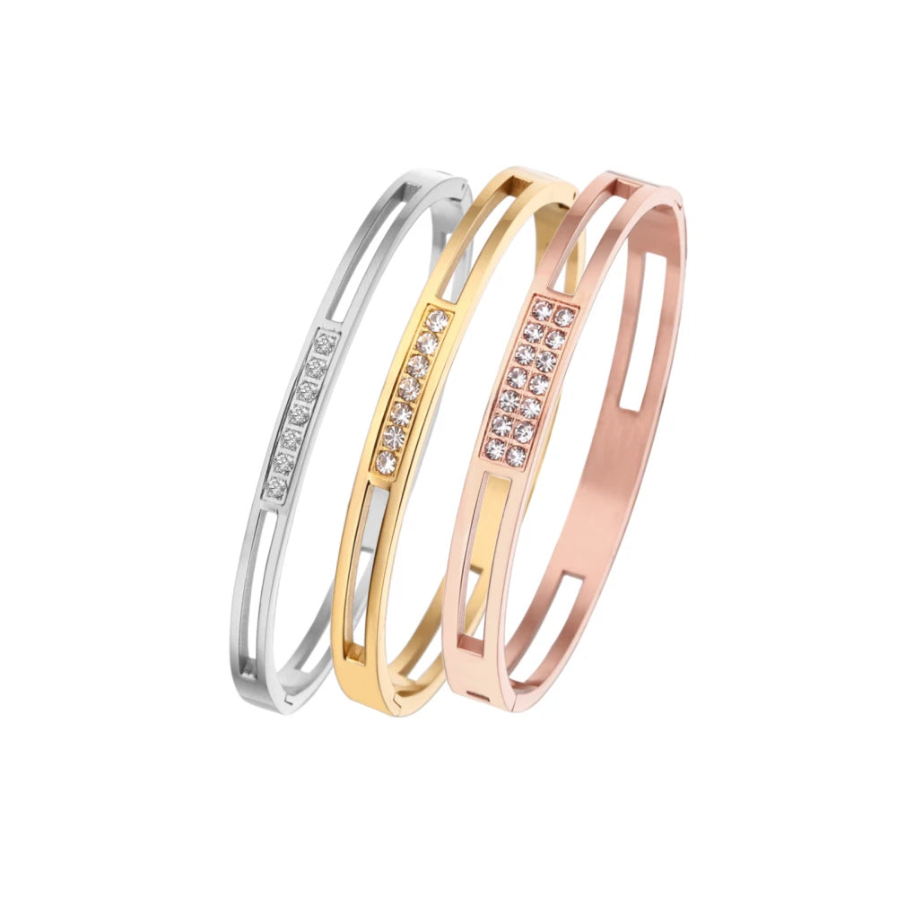 4mm/6mm/8mm Width CZ Crystal Bracelet Hollow Cuff Bangle Jewelry - Guangzhou Mingshixuan Jewellery CO.,Ltd