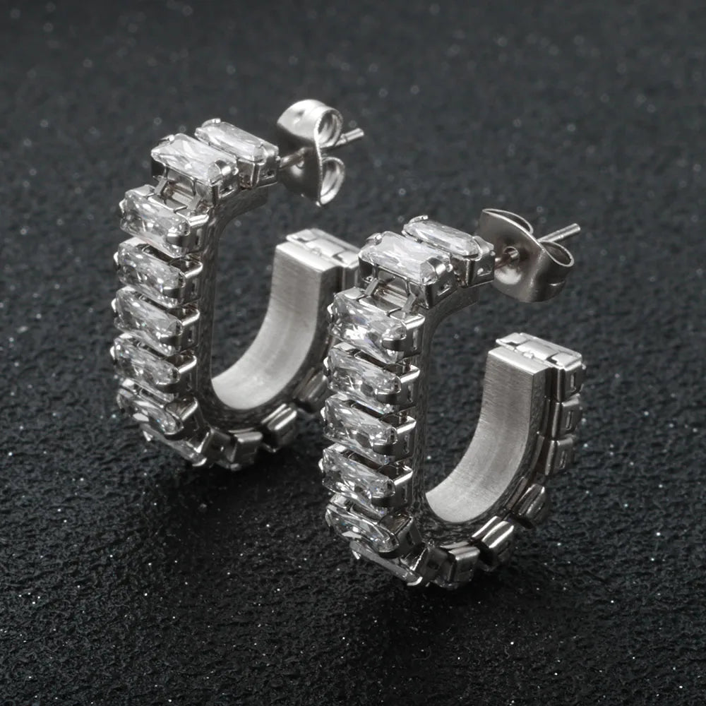 Personality Luxury U Shape Crystal Stud Earrings Ear Jewelry Gift - Guangzhou Mingshixuan Jewellery CO.,Ltd