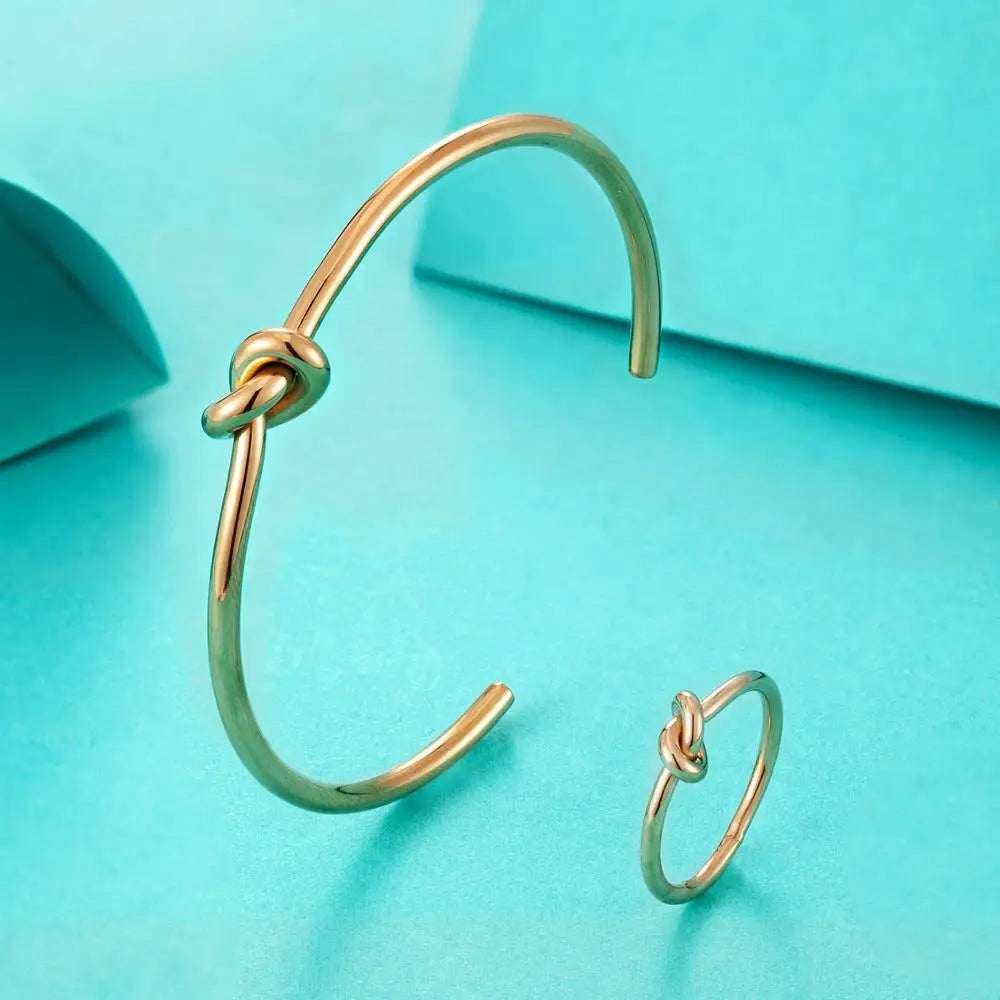 Luxury Circular Knot Bangles Cuff Bracelets Gold Color Jewelry - Guangzhou Mingshixuan Jewellery CO.,Ltd