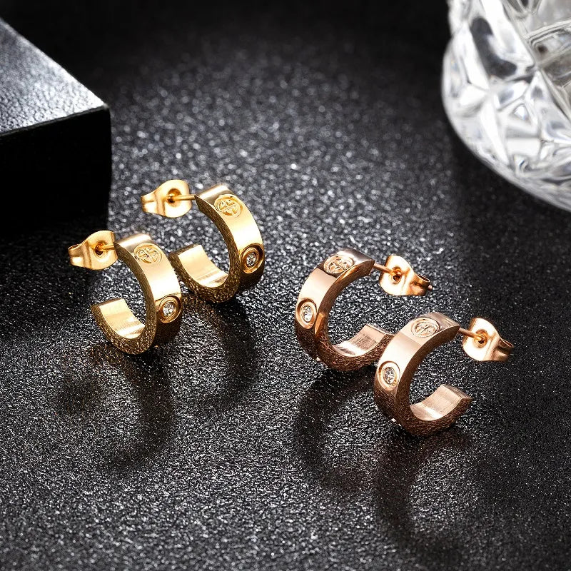 Cross Crystal Stud Earrings Jewelry Party Gifts Stainless Steel Small Earrings - Guangzhou Mingshixuan Jewellery CO.,Ltd