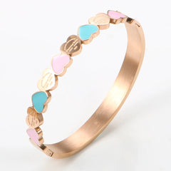 Forever Love Blue & Pink Enamel Bracelet Jewelry Gift - Guangzhou Mingshixuan Jewellery CO.,Ltd