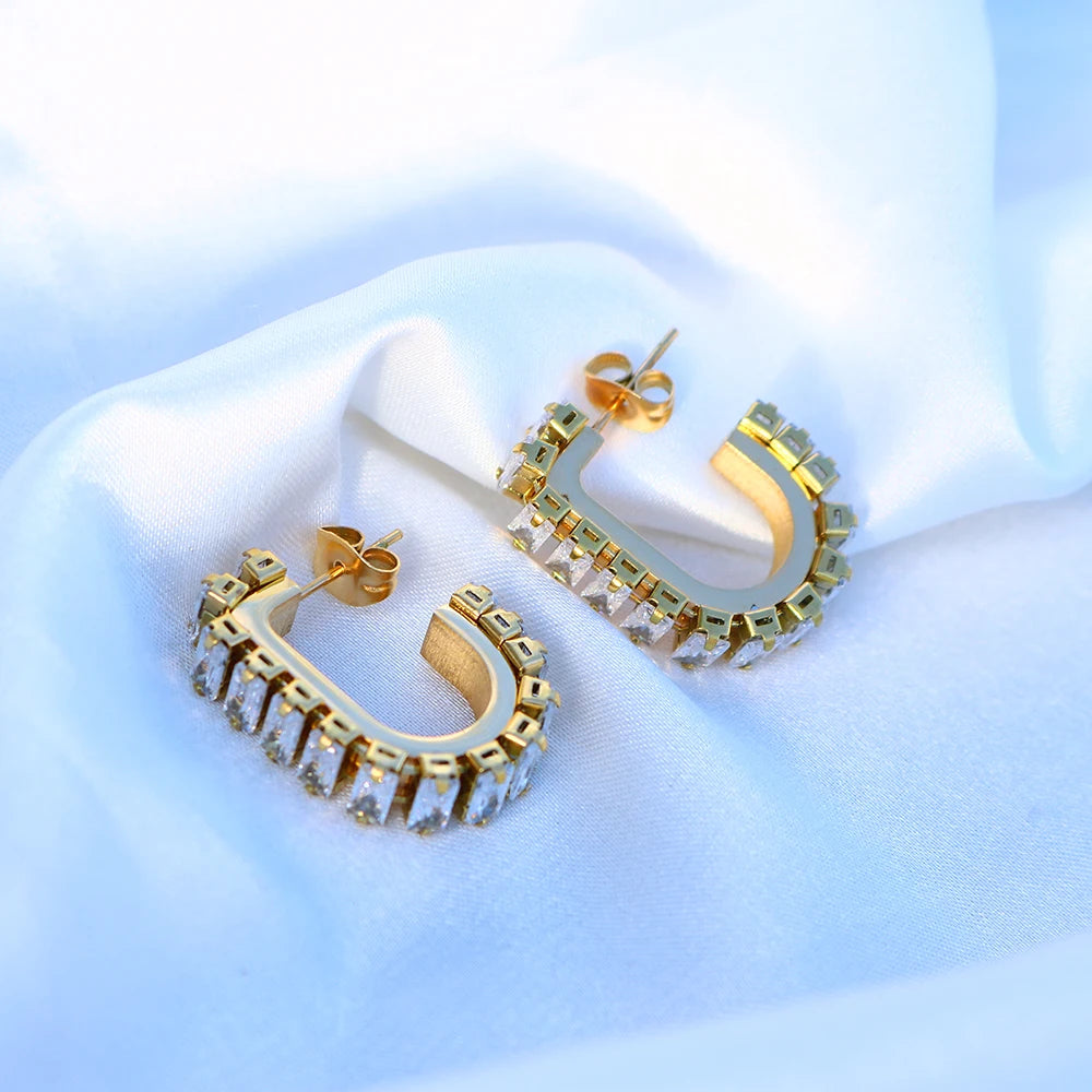 Personality Luxury U Shape Crystal Stud Earrings Ear Jewelry Gift - Guangzhou Mingshixuan Jewellery CO.,Ltd