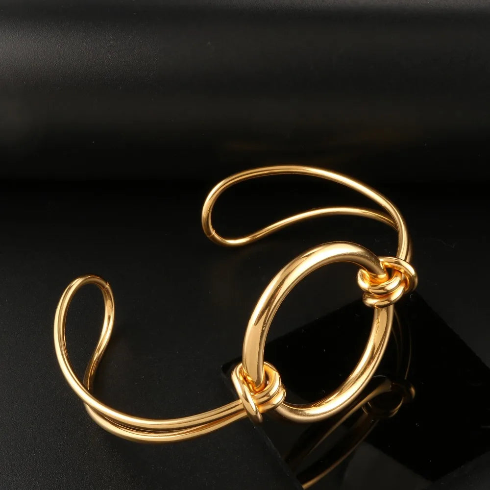 Gold Plating Bangle Round Wrist Band Luxury Jewellery - Guangzhou Mingshixuan Jewellery CO.,Ltd