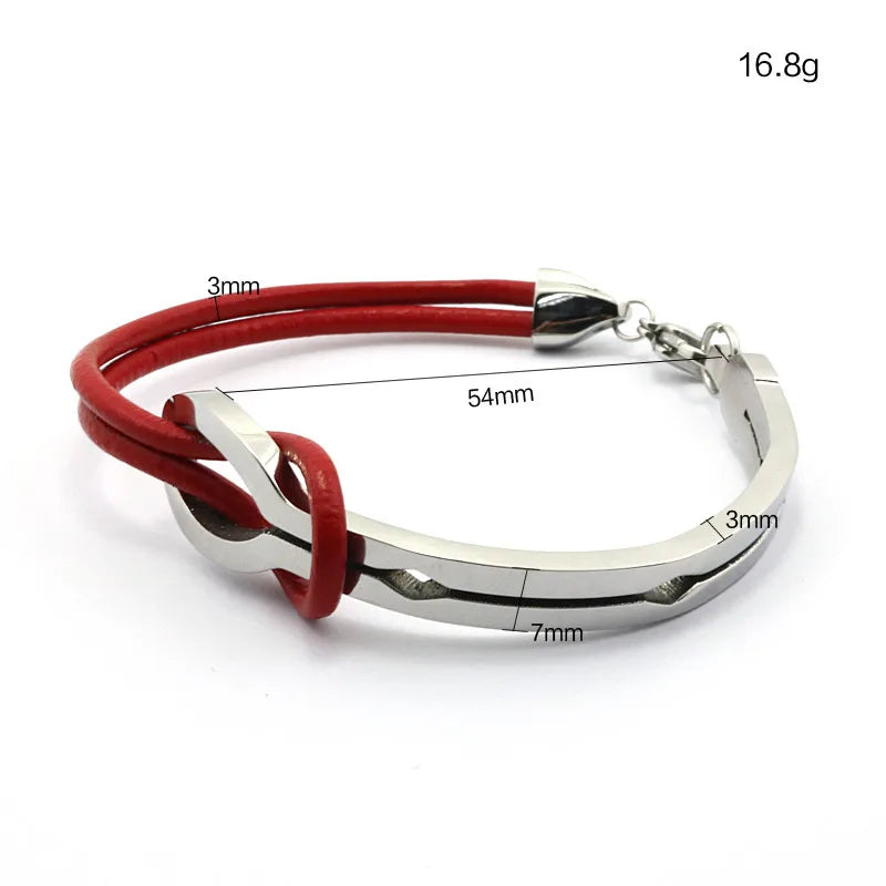 Bohemian Retro Leather Bracelets Vintage Black Men Stainless Steel Bangles