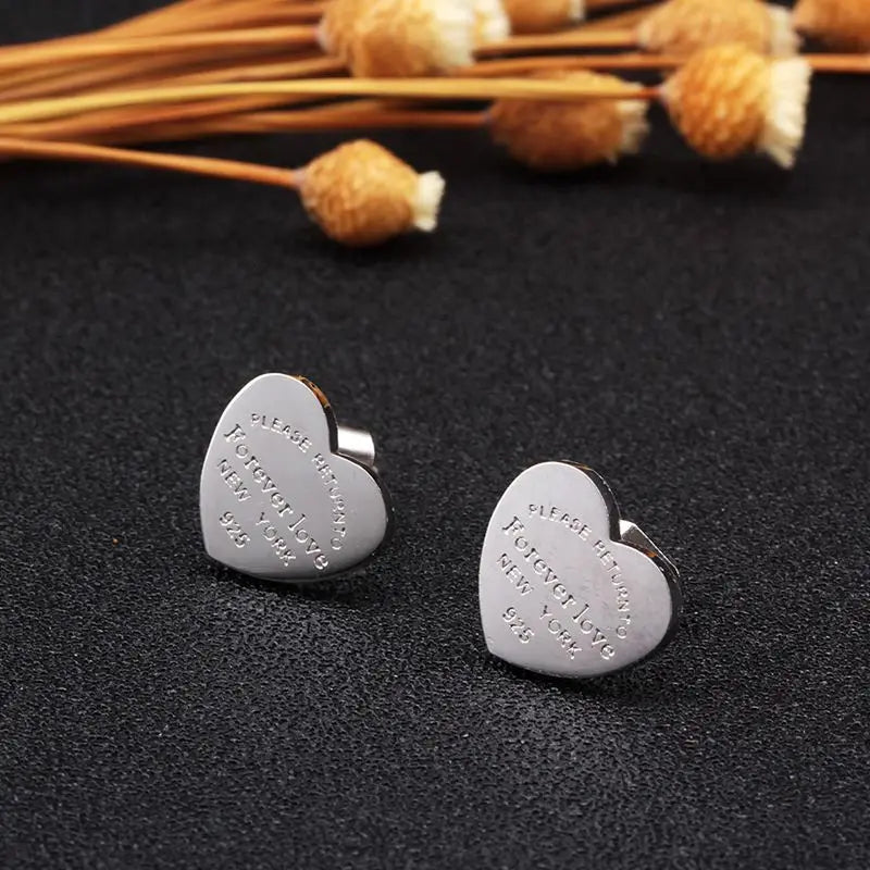 Love Heart Stud Earring Gold Plating Earrings Luxury  Jewelry Party Wedding Fashion Stainless Steel Accessory - Guangzhou Mingshixuan Jewellery CO.,Ltd