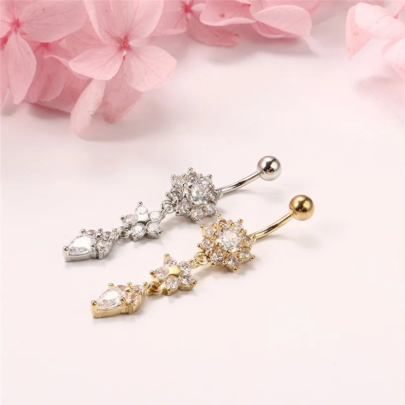 Navel Piercing Rhinestone jewely Flower Dangle Sexy Body Jewelry - Guangzhou Mingshixuan Jewellery CO.,Ltd