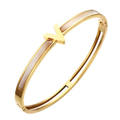 Trendy V letter Cuff Charm Bangles Jewelry Classic Casual OL Party Wedding Bracelets - Guangzhou Mingshixuan Jewellery CO.,Ltd