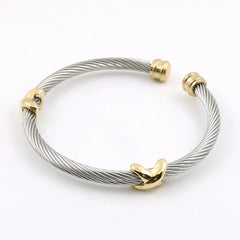 Ladies Bangles Cross Charming Stripe Wire Cable Bangle