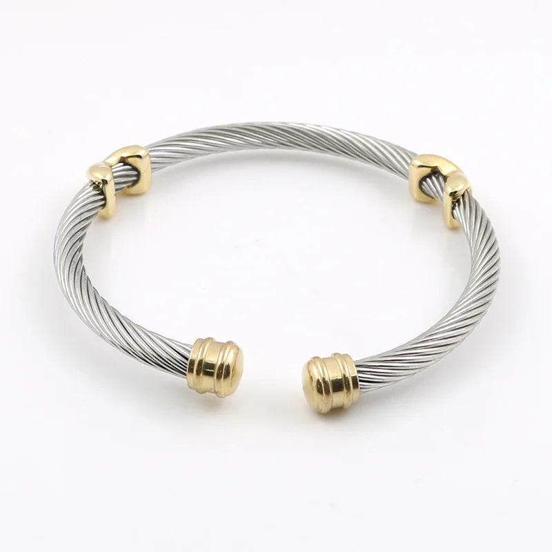 Ladies Bangles Cross Charming Stripe Wire Cable Bangle