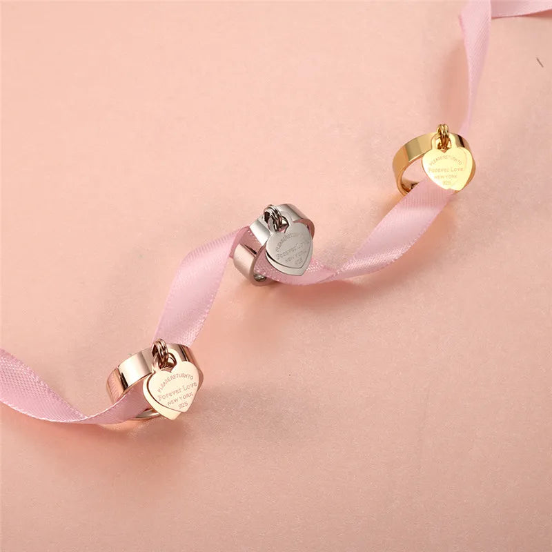 Stainless Steel Charm Finger Rings Sweet Heart Trendy Female Ring Jewelry Gift - Guangzhou Mingshixuan Jewellery CO.,Ltd