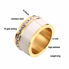 Luxury Black White Resin Ceramic Rings Fashion Love Promise Rings Engagement Wedding Bridal Ring Stainless Steel - Guangzhou Mingshixuan Jewellery CO.,Ltd