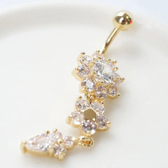 Navel Piercing Rhinestone jewely Flower Dangle Sexy Body Jewelry - Guangzhou Mingshixuan Jewellery CO.,Ltd