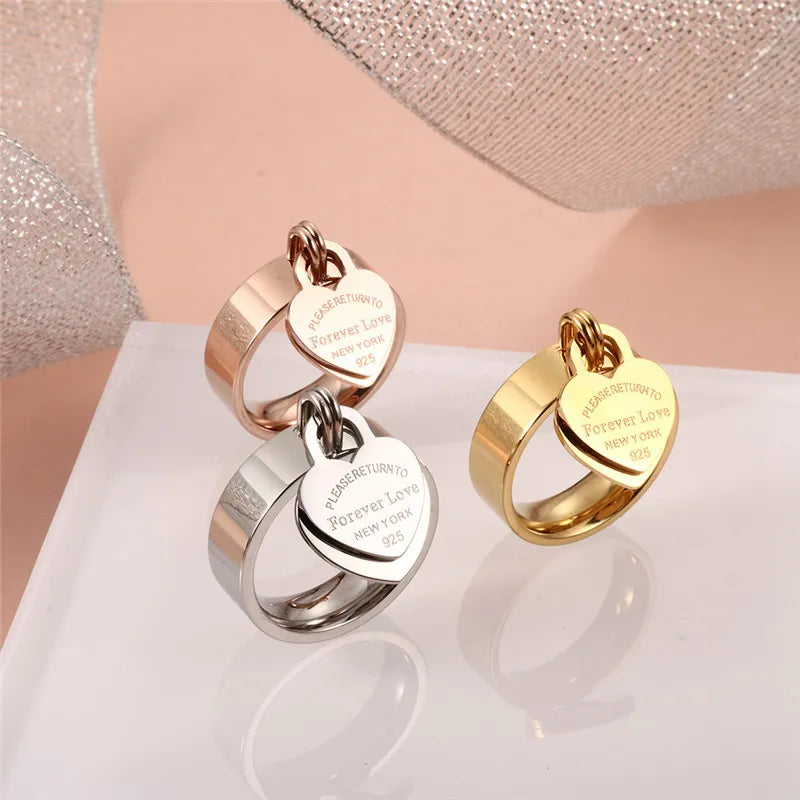 Stainless Steel Charm Finger Rings Sweet Heart Trendy Female Ring Jewelry Gift - Guangzhou Mingshixuan Jewellery CO.,Ltd