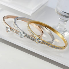 Crystal Bangle Bracelet Cubic Zirconia Gold Plating Wristband Jewelry