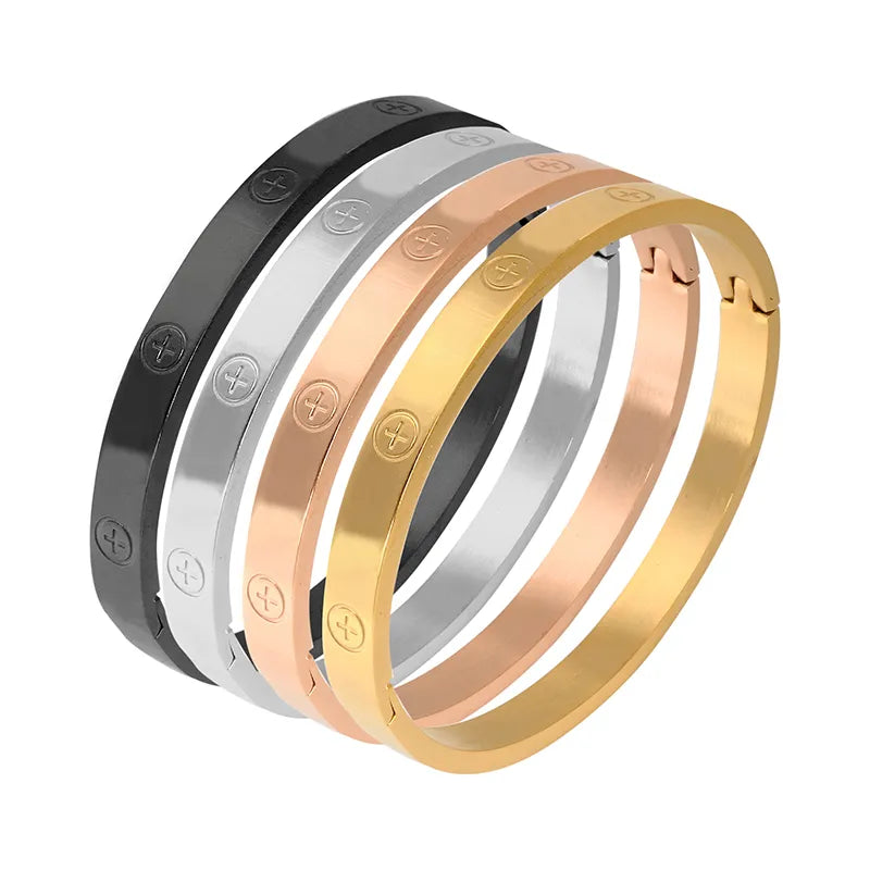 Luxury Bangle Bracelet Rose Gold Color Wristband Bangles Gift Trendy Stainless Steel Bracelets - Guangzhou Mingshixuan Jewellery CO.,Ltd