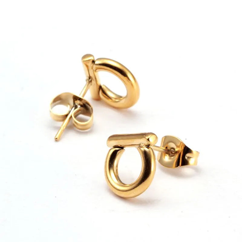 Stainless Steel Stud Earring Gold Plating Geometry Vintage D Earrings - Guangzhou Mingshixuan Jewellery CO.,Ltd