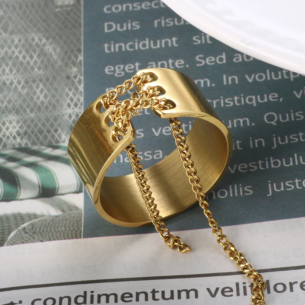 Shoelace Shaped Chain Knotted Wide Ring - Guangzhou Mingshixuan Jewellery CO.,Ltd